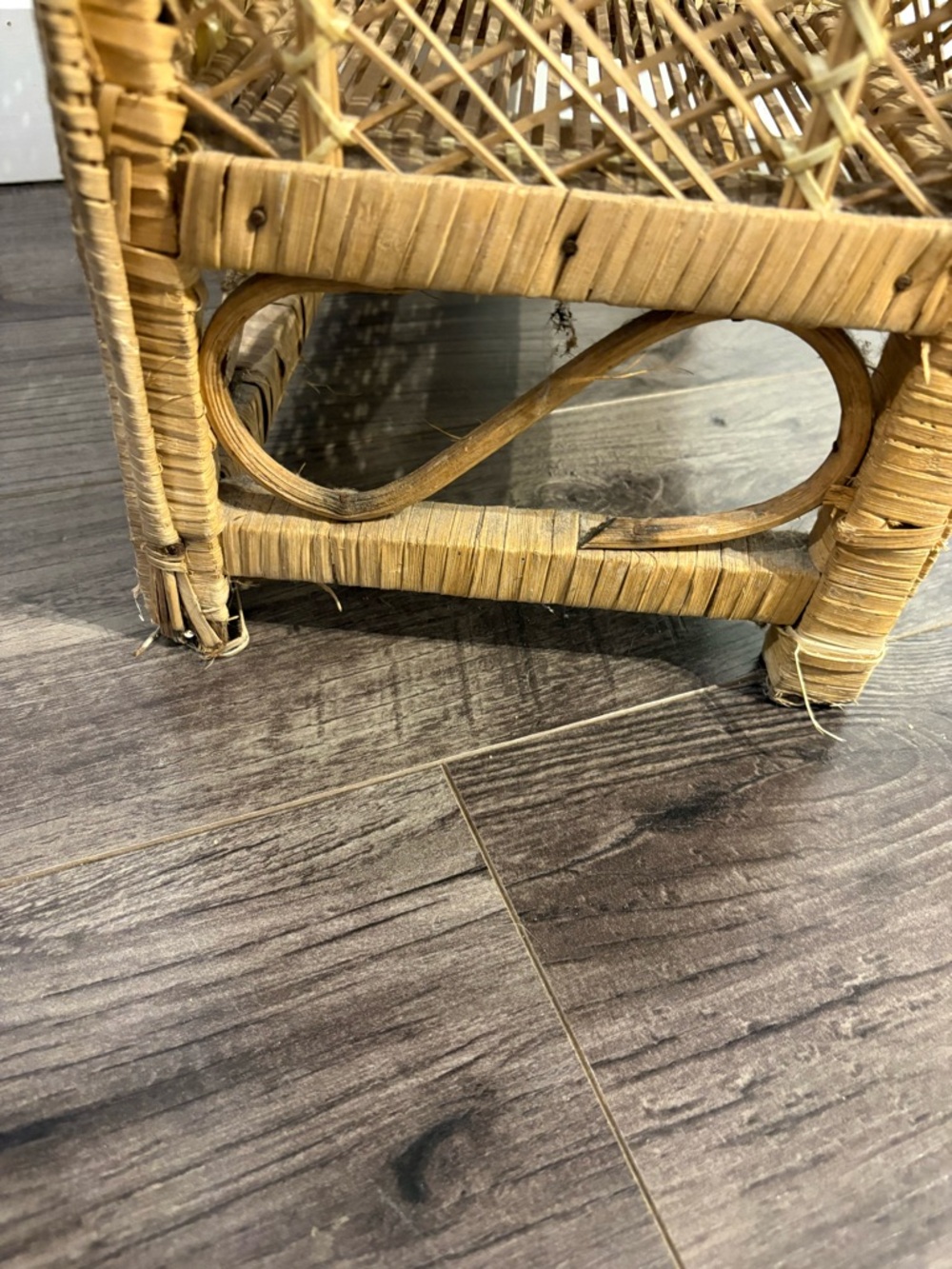 Vintage Rattan wicker shelf free standing floor shelf boho furniture - Picture 9 of 16